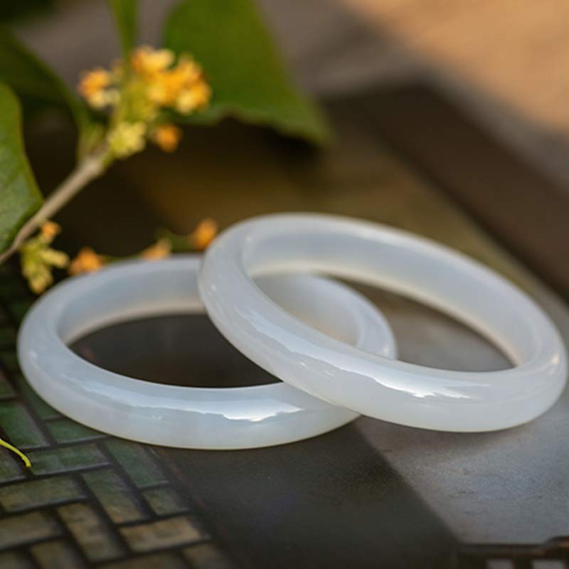 Fortune Jewel Natural Chalcedony Harmony Positive Bracelet Bangle