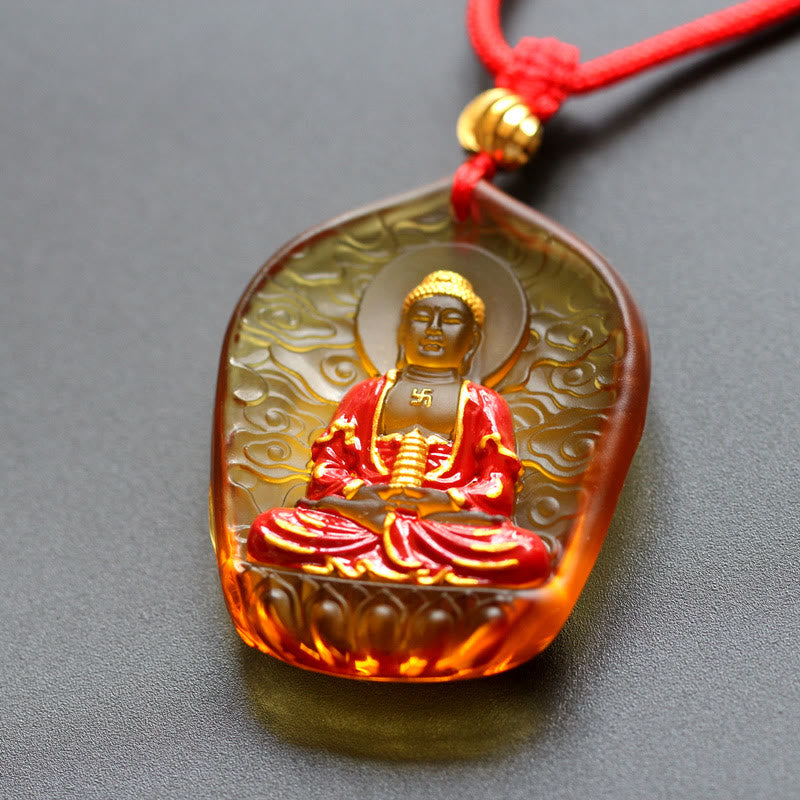 Fortune Jewel Tibet Medicine Buddha Liuli Crystal Compassion Necklace Pendant Fortune Jewel