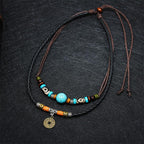 Fortune Jewel Turquoise Dzi Bead Protection Necklace