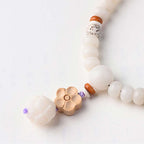 Fortune Jewel Tibetan White Jade Bodhi Lotus Blessing Bracelet Fortune Jewel