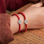 Fortune Jewel 925 Sterling Silver Yin Yang Bagua Symbol Cinnabar String Concentration Bracelet