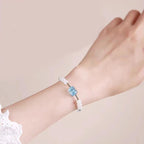 Fortune Jewel Natural Aquamarine PiXiu Hetian White Jade Healing Bracelet