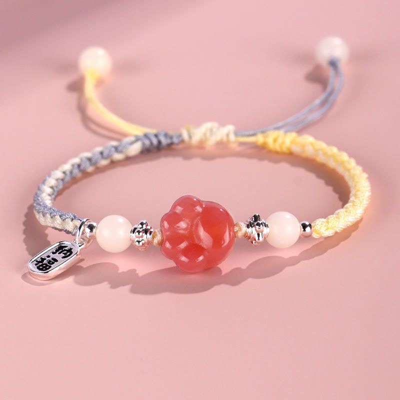 Fortune Jewel Yanyuan Agate Cat Claw Paw White Bodhi Seed Fu Character Positive Braided Rope Bracelet