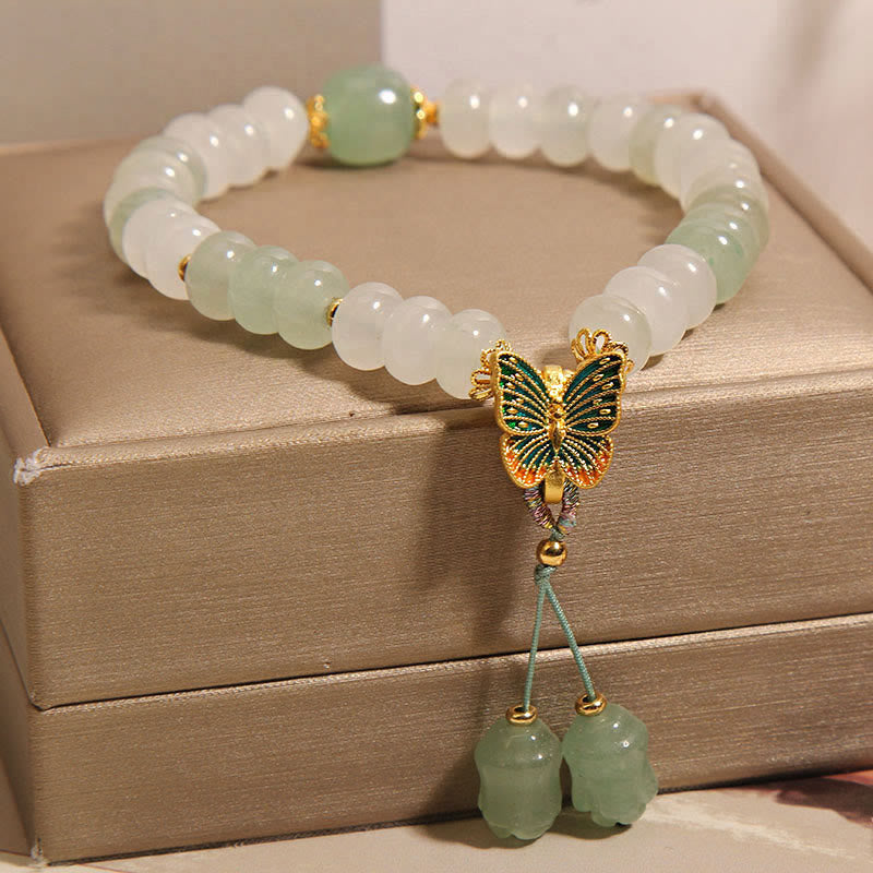 Fortune Jewel Natural Tianshan Jade Abacus Beads Butterfly Prosperity Bracelet