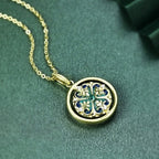 Fortune Jewel 925 Sterling Silver Lotus Flower Floral Zircon Enlightenment Rotatable Necklace Pendant Fortune Jewel