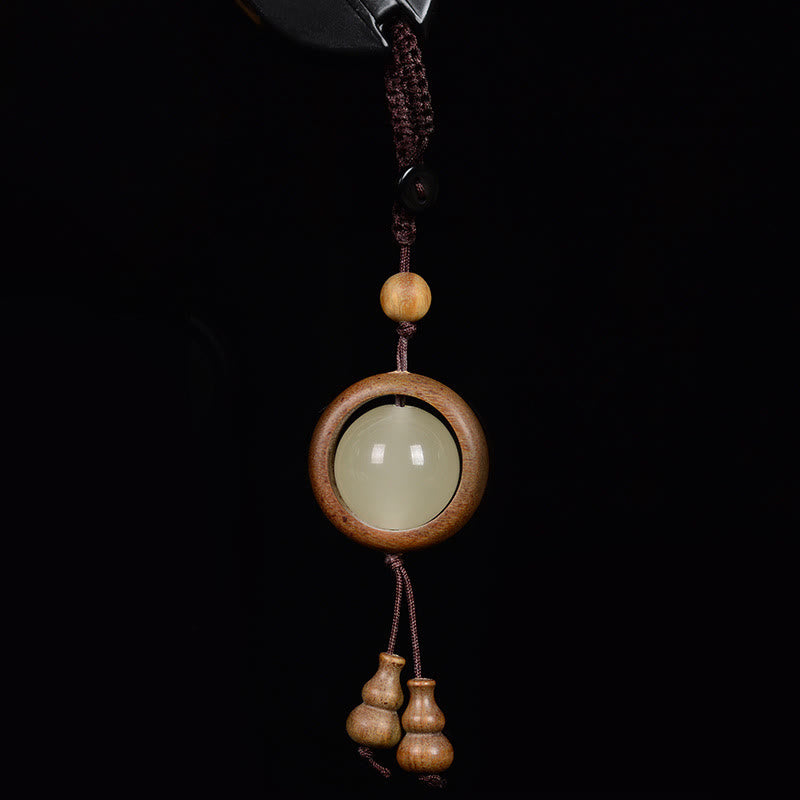 Fortune Jewel Red Sandalwood Ebony Wood Green Sandalwood Luminous Lucky Bead Gourd Peace Key Chain