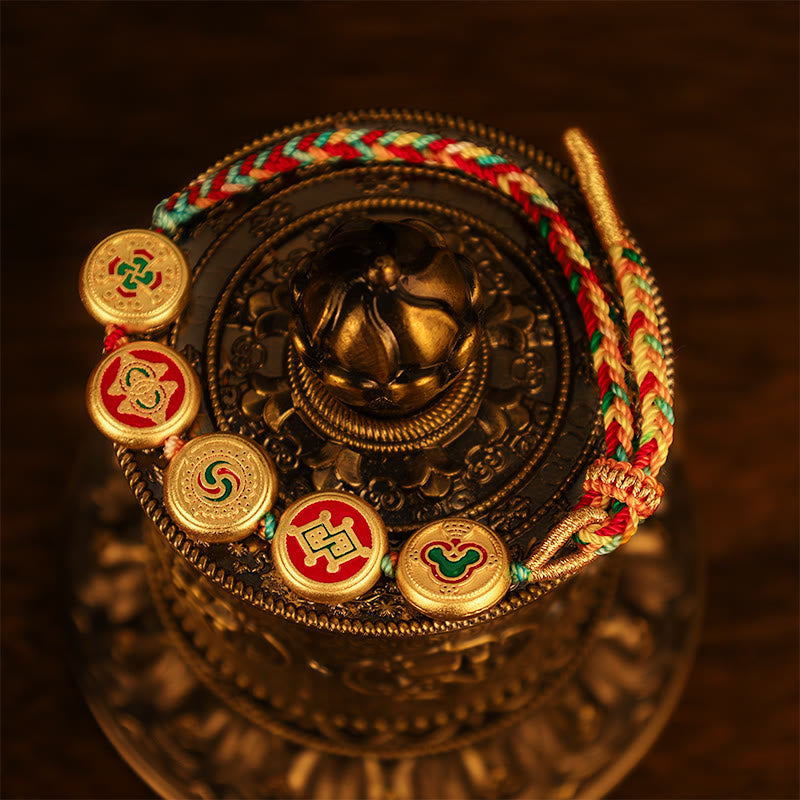 Fortune Jewel Tibetan Five God Of Wealth Colorful Rope Braided Luck Bracelet