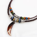 Buddha Stones Ethnic Wolf Tooth Pattern Beads Wealth Necklace Pendant