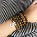 Fortune Jewel Tibetan Lightning Strike Wood Bracelet Lotus Buddha Mala