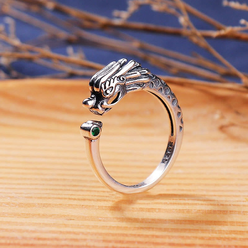 Fortune Jewel Vintage Dragon Design Success Strength Adjustable Ring