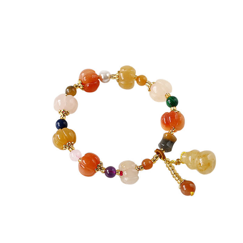 Fortune Jewel Natural Golden Silk Jade Crystals Gourd Pixiu Pumpkin Beads Wealth Charm Bracelet