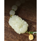Fortune Jewel 925 Sterling Silver Chinese Zodiac Hetian Jade Happiness Luck String Bracelet