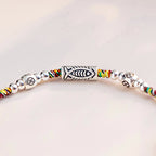Fortune Jewel 925 Sterling Silver Luck Koi Fish Braided Colorful String Bracelet Anklet