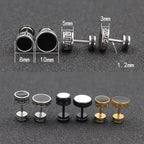 Fortune Jewel Cool Men Titanium Steel Balance Round Stud Earrings