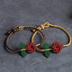 Fortune Jewel Rose Flower Rope Eight Thread Peace Knot Luck Handmade Bracelet