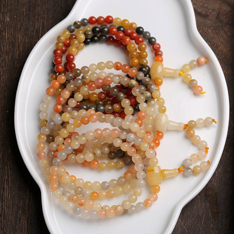 Fortune Jewel 108 Beads Natural Red Agate Mala Protection Bracelet