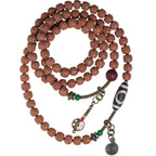 Fortune Jewel 108 Mala Rudraksha Beads Bodhi Seed Dzi Bead Luck Auspiciousness Tassel Bracelet
