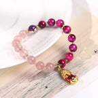 Fortune Jewel Natural Strawberry Quartz Pixiu Love Bracelet