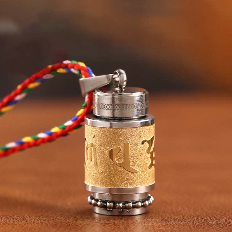 Fortune Jewel Tibet Om Mani Padme Hum Shurangama Mantra Titanium Steel Wisdom Amulet Necklace Pendant