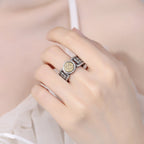 Fortune Jewel Tibetan Om Mani Padme Hum Carved Design Copper Coin Purity Rotatable Ring