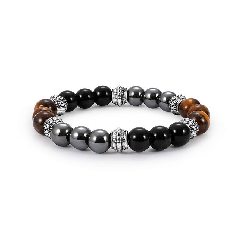 Fortune Jewel Tiger Eye and Hematite Good Luck and Healing Bracelet