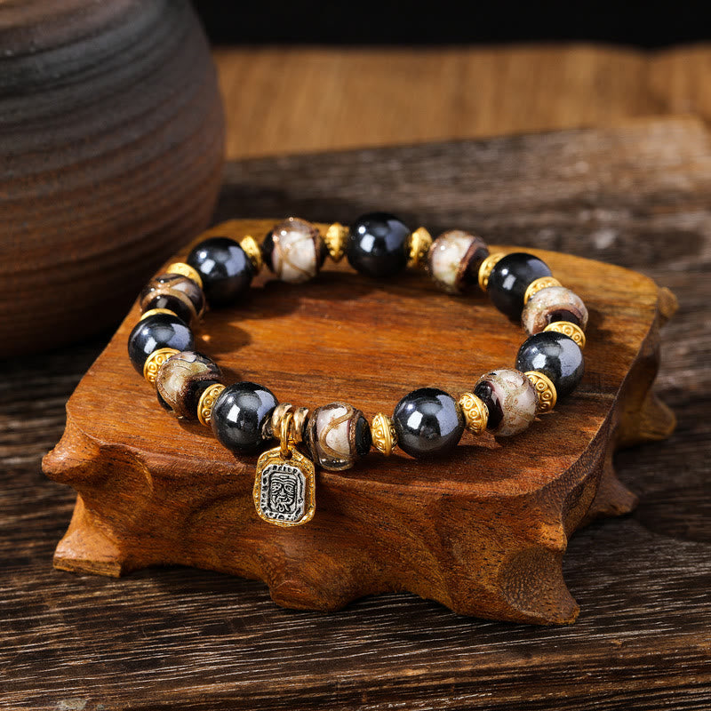 Fortune Jewel Tibetan Zakiram Goddess of Wealth Liuli Glass Incense Ash Porcelain Bead Luck Bracelet