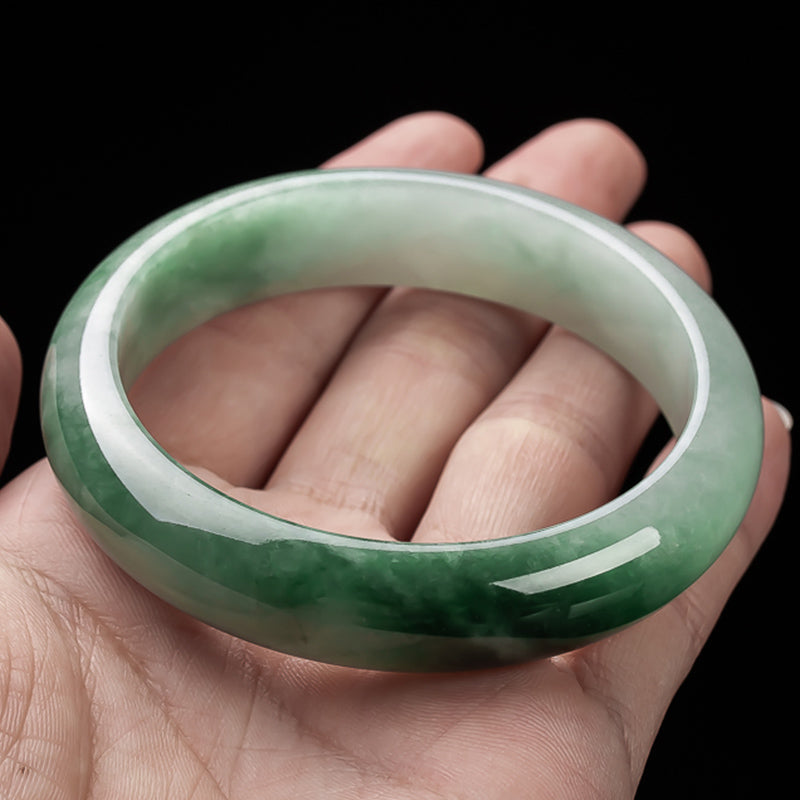 Fortune Jewel Natural Jade Fortune Blessing Bangle Bracelet