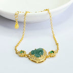 Fortune Jewel Laughing Buddha Green Jade Zircon Luck Chain Bracelet