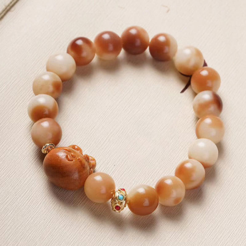 Fortune Jewel Natural Bodhi Seed Lovely Rabbit Peace Bracelet
