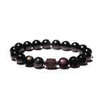 Fortune Jewel Natural Gold Sheen Obsidian Rainbow Obsidian Om Mani Padme Hum Fu Character Healing Bracelet