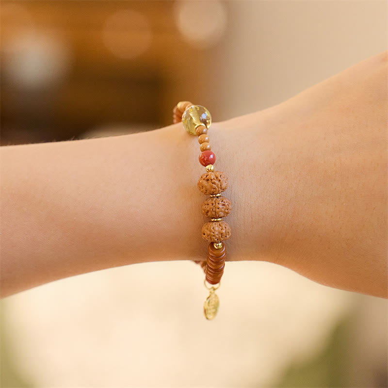 Fortune Jewel Tibetan Bodhi Seed Black Onyx Smoky Quartz Om Mani Padme Hum Fu Character Wealth Bracelet