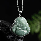 Fortune Jewel Laughing Buddha Jade Abundance Necklace Titanium Steel Chain Pendant Fortune Jewel