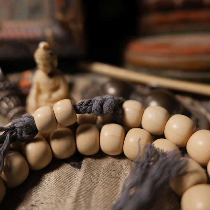 Fortune Jewel 108 Mala Beads Abelia Biflora Wood Warding Off Evil Spirits Wrist Mala