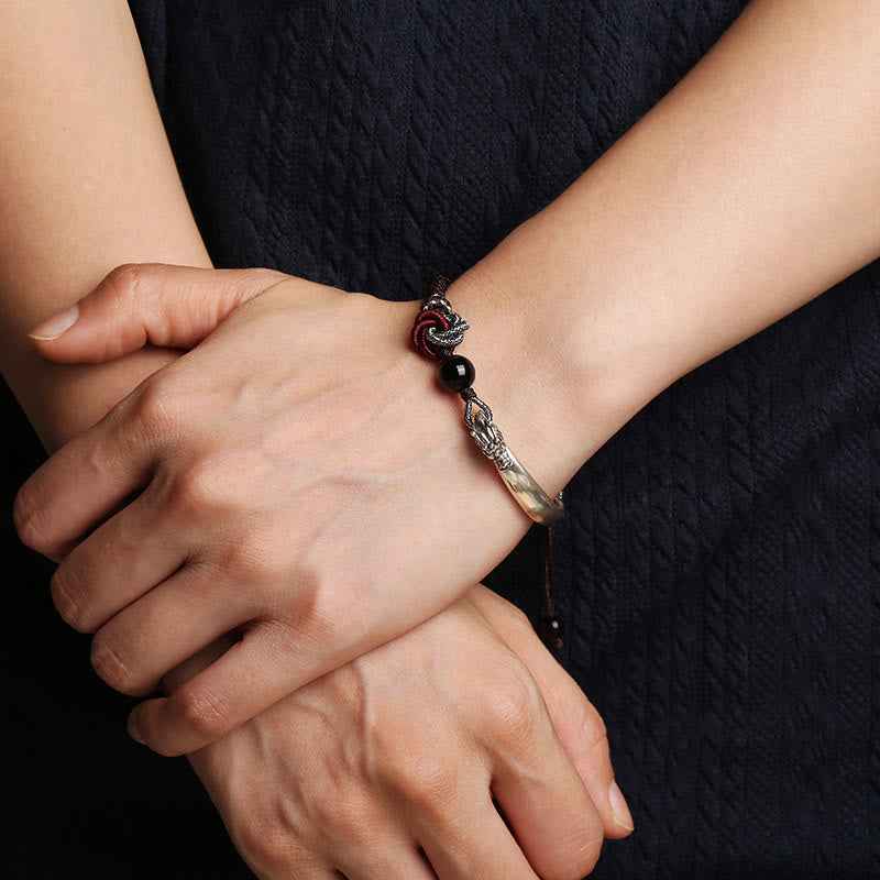 Fortune Jewel 925 Sterling Silver Auspicious Dragon Success Handcrafted Braided Bracelet