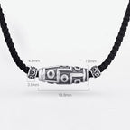 Fortune Jewel 999 Sterling Silver Nine-Eye Dzi Bead Pattern Protection Rope Necklace Pendant
