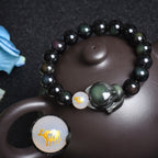 Fortune Jewel Natural Rainbow Obsidian Gold Sheen Obsidian Silver Sheen Obsidian Fox Healing Bracelet