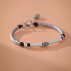 Fortune Jewel 999 Sterling Silver Bamboo Pattern Cicada Luck Wealth Bracelet