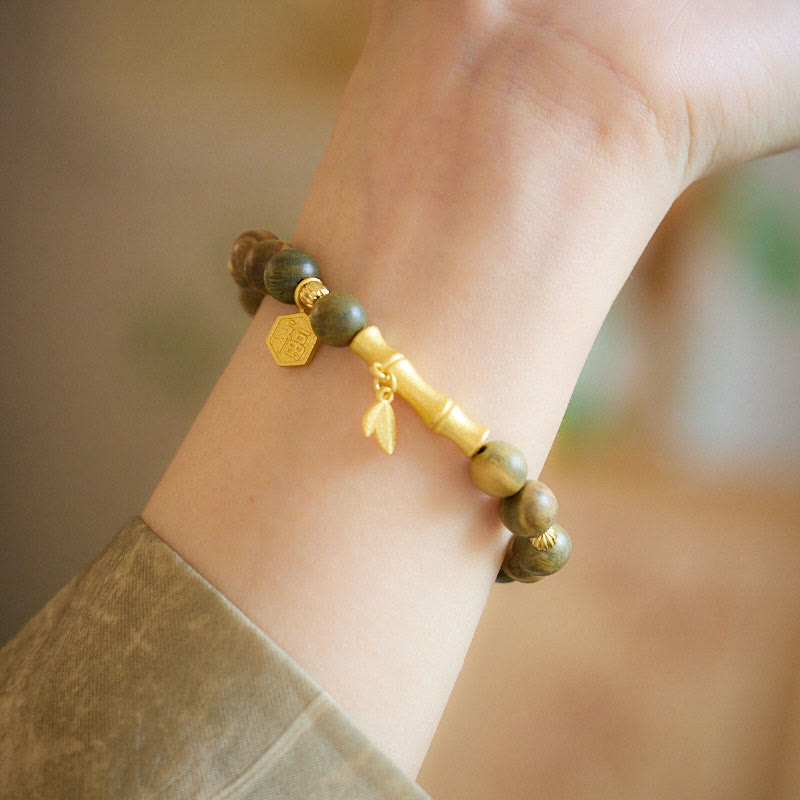 Fortune Jewel Green Sandalwood Fu Character Bamboo Soothing Bracelet