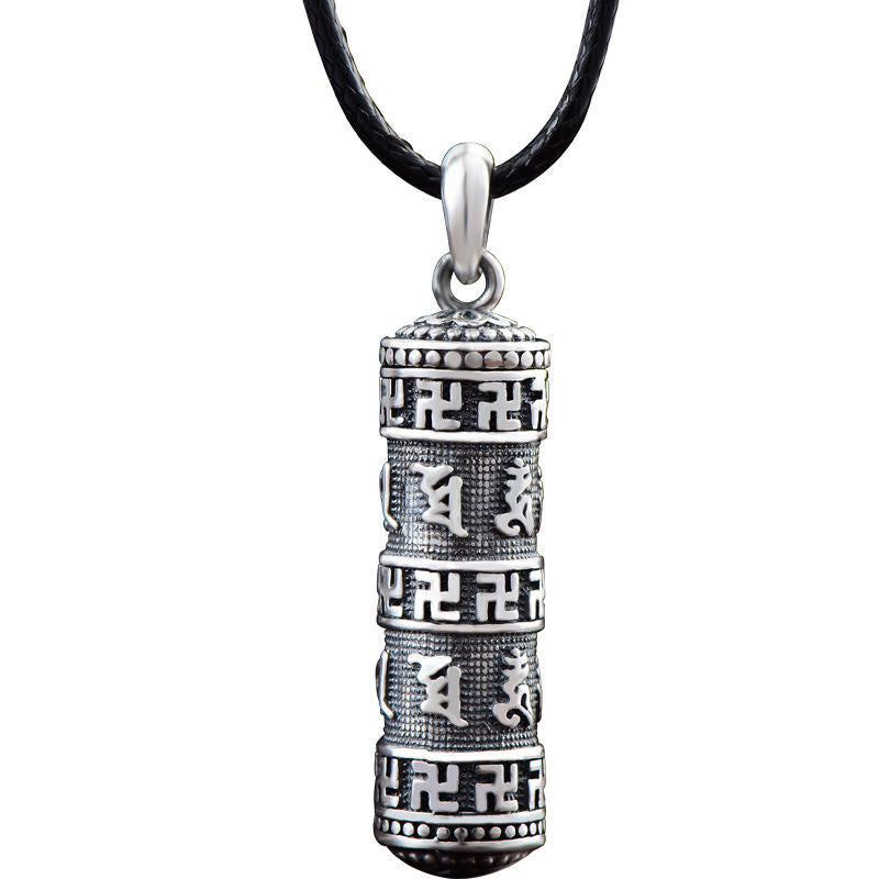 Fortune Jewel Tibetan Om Mani Padme Hum Buddha Swastika Luck Necklace Pendant
