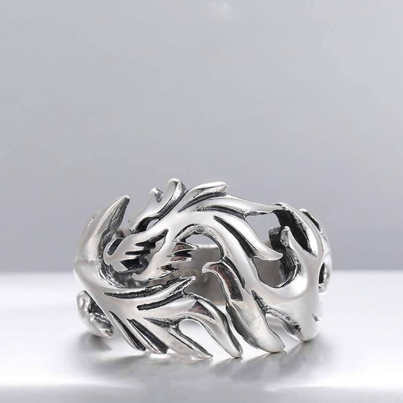 Fortune Jewel Dragon Pattern Protection Strength Adjustable Ring Fortune Jewel