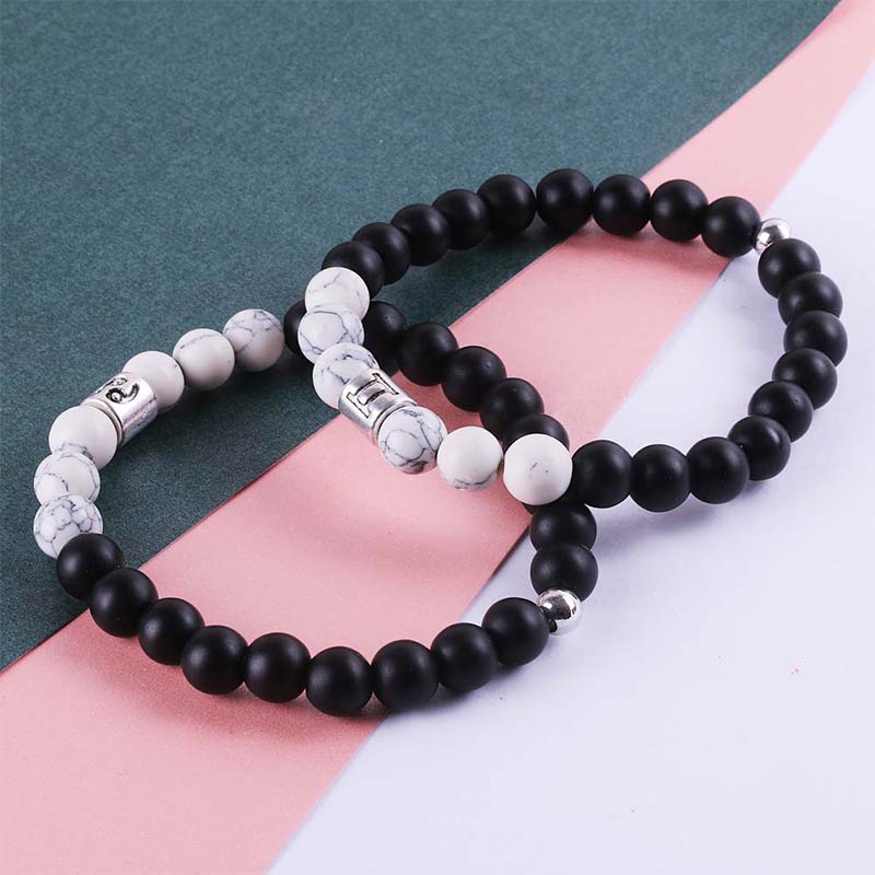 Fortune Jewel 12 Constellations of the Zodiac Natural Frosted Stone White Turquoise Bead Fortune Bracelet