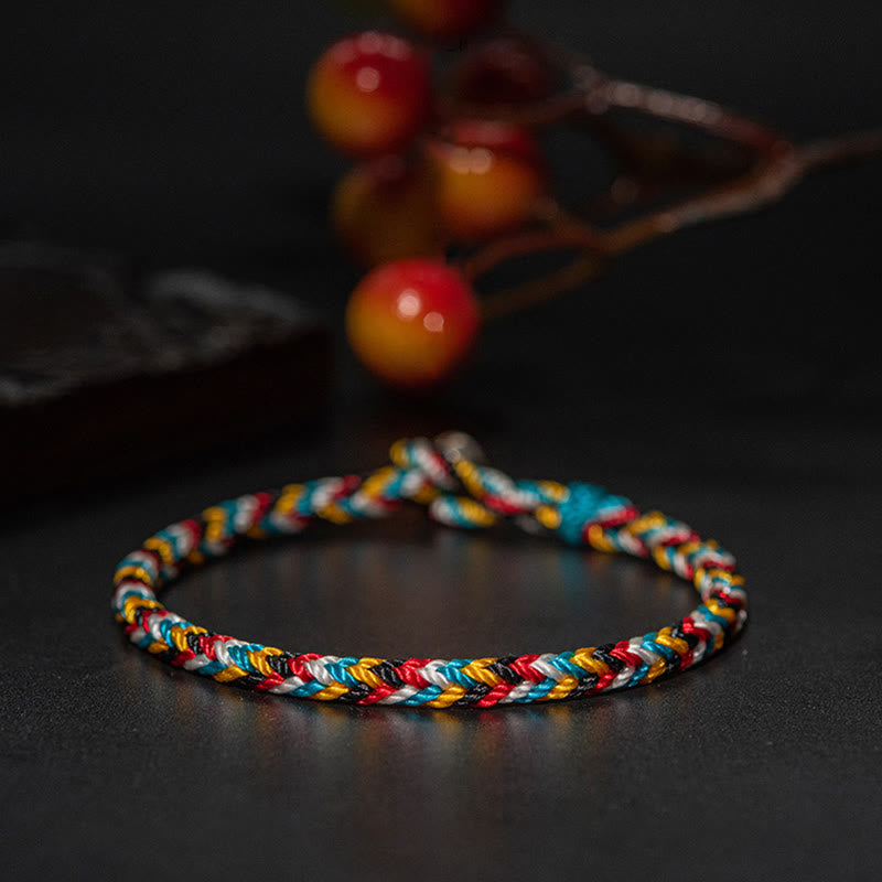 Fortune Jewel Tibet Handmade Five Color Thread Protection Braid String Bracelet