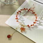 Fortune Jewel Red Maple Leaf Luck Charm Bracelet