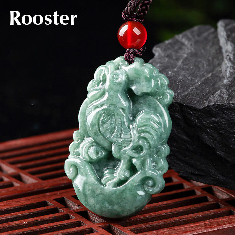 Buddha Stones Natural Jade 12 Chinese Zodiac Prosperity Necklace Pendant Fortune Jewel