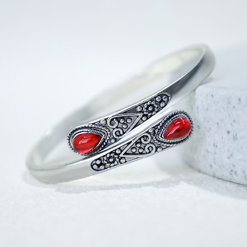 Fortune Jewel Zircon Water Drop Pattern Healing Cuff Bracelet Bangle