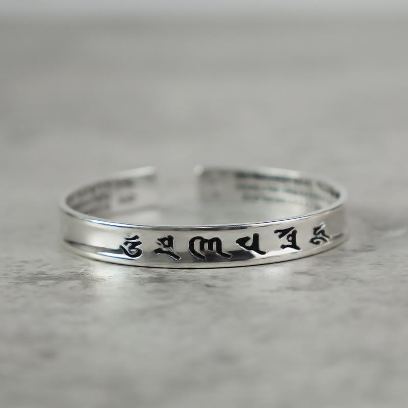 Fortune Jewel Tibetan Mantra White Copper Bracelet