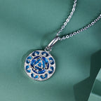 Fortune Jewel 925 Sterling Silver Round Turquoise Three Rabbits Balance Necklace Pendant