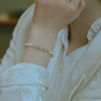 Fortune Jewel 14K Gold Plated Natural Pearl Hetian Cyan Jade White Jade Sincerity Bead Chain Bracelet