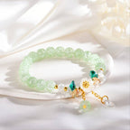 Fortune Jewel Simple Design Flower Charm Glass Bead Bracelet