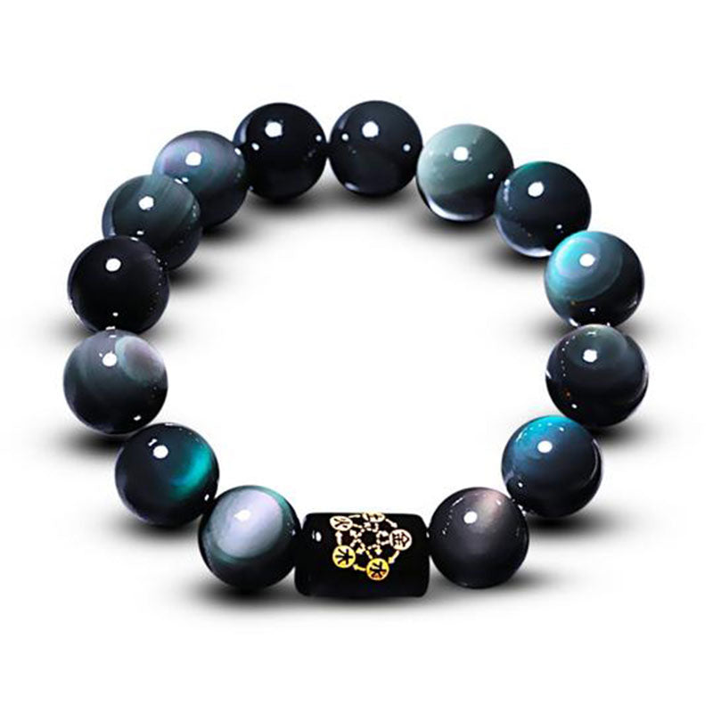 Fortune Jewel Natural Rainbow Obsidian Positive Transformation Bracelet